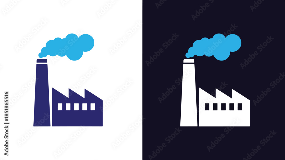 Fototapeta premium Industrial factory icon set - Blue icon set - Solid icons vector collection - Vector icon set - Line and glyph solid icon set - Icon vector - Flat Design Icon
