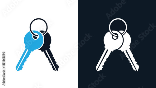 Key icon set - Blue icon set - Solid icons vector collection - Vector icon set - Line and glyph solid icon set - Icon vector - Flat Design Icon