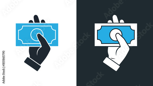Hand holding ticket icon set - Blue icon set - Solid icons vector collection - Vector icon set - Line and glyph solid icon set - Icon vector - Flat Design Icon