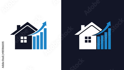Real estate growth icon - Blue icon set - Solid icons vector collection - Vector icon set - Line and glyph solid icon set - Icon vector - Flat Design Icon