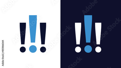 Exclamation mark icon set - Blue icon set - Solid icons vector collection - Vector icon set - Line and glyph solid icon set - Icon vector - Flat Design Icon
