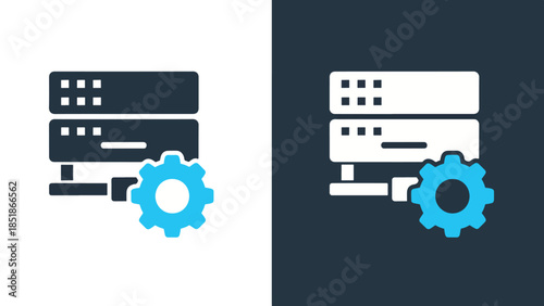 Server configuration icon set - Blue icon set - Solid icons vector collection - Vector icon set - Line and glyph solid icon set - Icon vector - Flat Design Icon