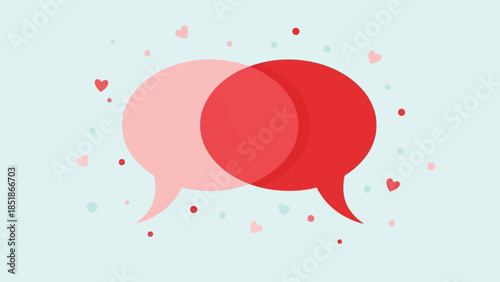 Colorful Speech Bubbles with Hearts for Romantic Conversations