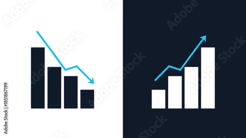 Trend analysis icon set - Blue icon set - Solid icons vector collection - Vector icon set - Line and glyph solid icon set - Icon vector - Flat Design Icon
