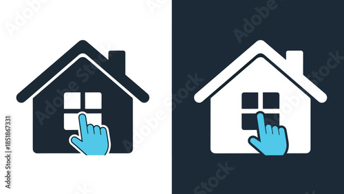 Home interaction icons - Blue icon set - Solid icons vector collection - Vector icon set - Line and glyph solid icon set - Icon vector - Flat Design Icon