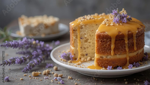 8k view lavender honey cake.