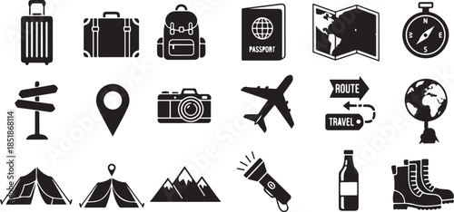 Travel and adventure icons collection