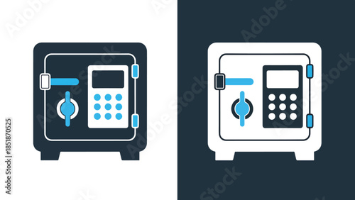 Safe icon set - Blue icon set - Solid icons vector collection - Vector icon set - Line and glyph solid icon set - Icon vector - Flat Design Icon