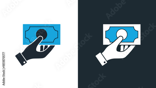 Hand holding badge icon set - Blue icon set - Solid icons vector collection - Vector icon set - Line and glyph solid icon set - Icon vector - Flat Design Icon