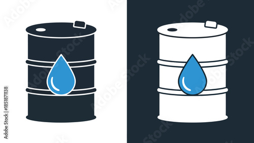 Water barrel icon set - Blue icon set - Solid icons vector collection - Vector icon set - Line and glyph solid icon set - Icon vector - Flat Design Icon