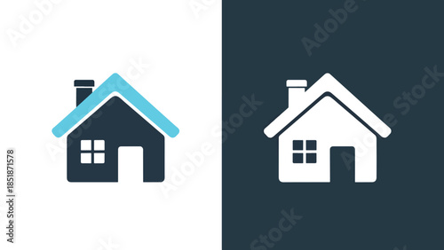 House icon set - Blue icon set - Solid icons vector collection - Vector icon set - Line and glyph solid icon set - Icon vector - Flat Design Icon