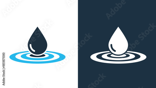 Water drop icons - Blue icon set - Solid icons vector collection - Vector icon set - Line and glyph solid icon set - Icon vector - Flat Design Icon