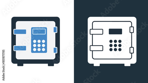 Safe icons - Blue icon set - Solid icons vector collection - Vector icon set - Line and glyph solid icon set - Icon vector - Flat Design Icon