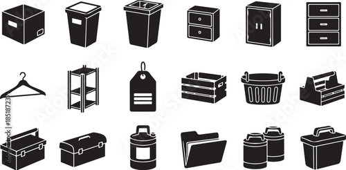 Collection of storage and organization icons