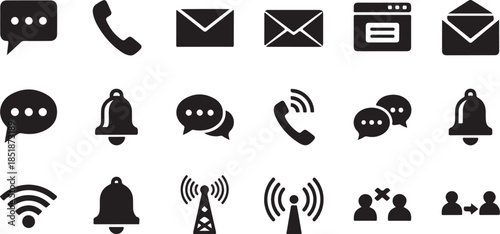 Communication and connection icon set