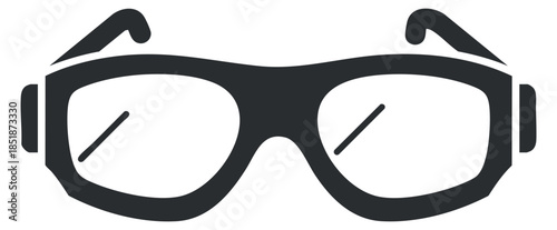 A pair of stylish eyeglasses in minimalist black vector style, suitable for fashion and eyewear branding