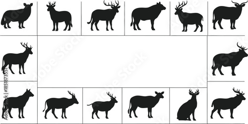 Deer silhouette diagram with various postures and angles