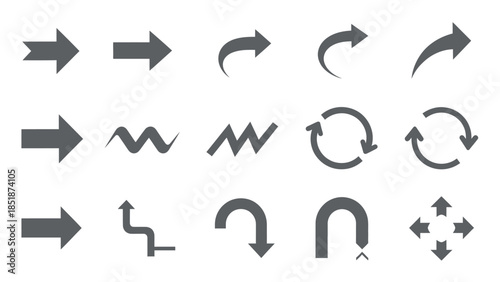 A Collection of Various Arrow Icons Representing Direction and Movement
