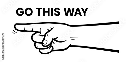 GO THIS WAY directional sign with a pointing hand