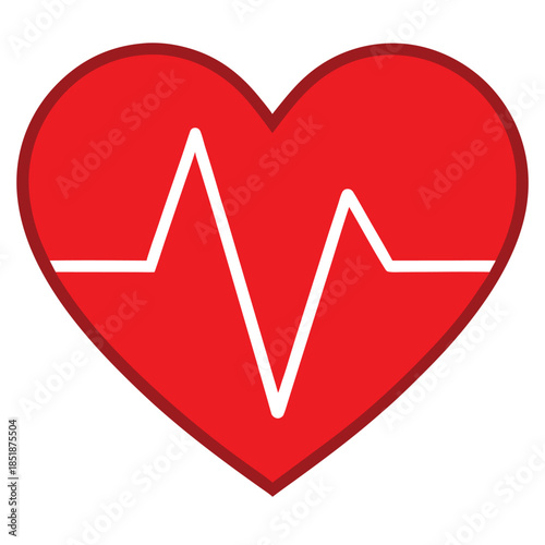 A red heart shape with a white electrocardiogram line inside 