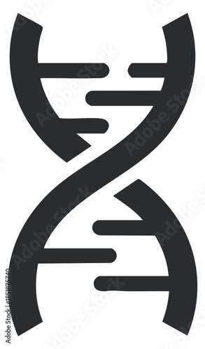 A stylized DNA double helix symbol in a modern black vector style, suitable for science and biotechnology projects