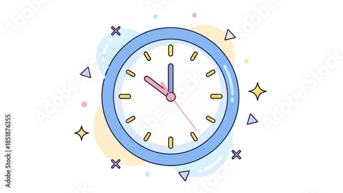 Cute Pastel Clock Illustration with Time Concept