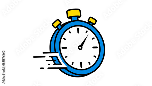 Blue Stopwatch Icon Illustration Representing Speed, Timing, and Productivity