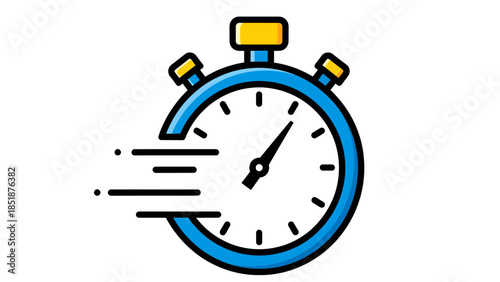 Minimal Blue Stopwatch Outline Illustration Symbolizing Time Tracking, Speed, and Performance
