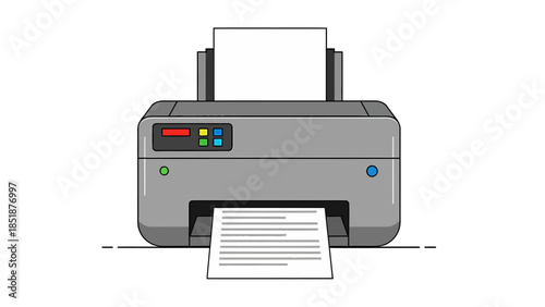 Gray Printer with Document Printing Illustration