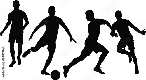 set of football player silhouette vector illustrations
