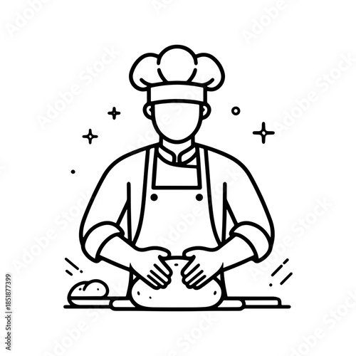 An isolated icon, a chef kneading dough for baking. simple design isolated icon. Vector illustration