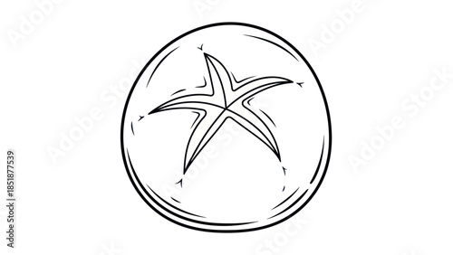 Simple black and white outline of a starfish