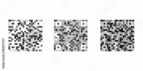 Three distinct qr codes presented in a row showcasing digital connectivity