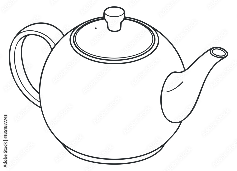 Fototapeta premium A simple outline illustration of a teapot in minimalist vector style, suitable for kitchenware branding and design projects