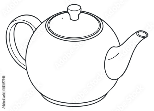 A simple outline illustration of a teapot in minimalist vector style, suitable for kitchenware branding and design projects