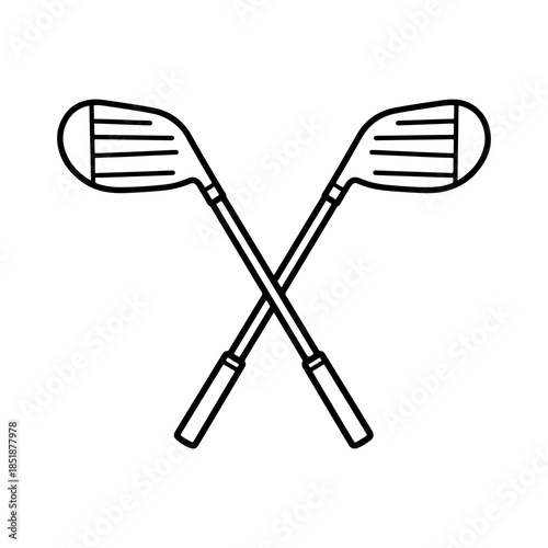 An icon depicting two crossed golf clubs. simple design isolated icon. Vector illustration