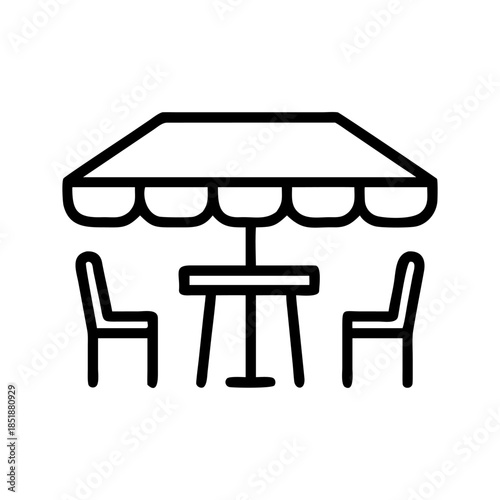 A cafe terrace icon bold outline vector illustration design