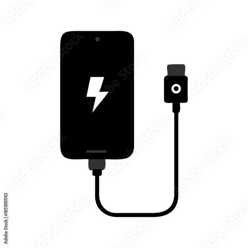 A charging phone icon bold outline vector illustration design