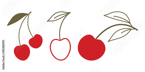 Hand Drawn Cherry Illustration.