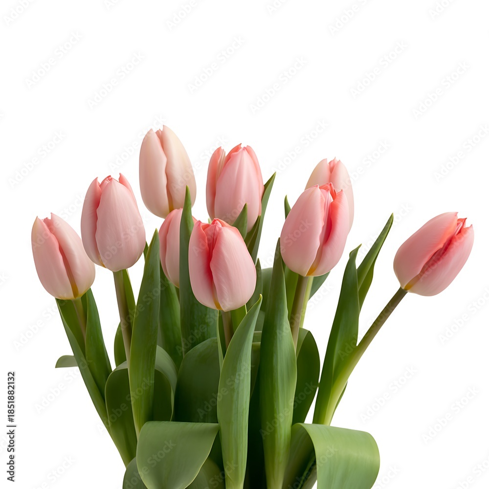 Naklejka premium pink tulips on white background