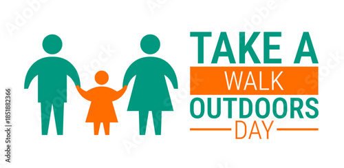 Take A Walk Outdoors Day background, banner, card or poster design template is observed every year during January, to raise awareness about the mission. Vector illustration.