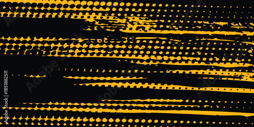 Dots pop art comics sport style vector illustration. Dots halftone yellow and black color pattern gradient grunge texture dots sport
