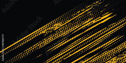 Dots pop art comics sport style vector illustration. Dots halftone yellow and black color pattern gradient grunge texture dots sport