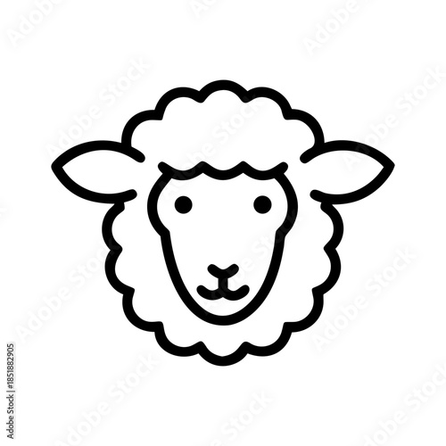 A sheep face icon bold outline vector illustration design