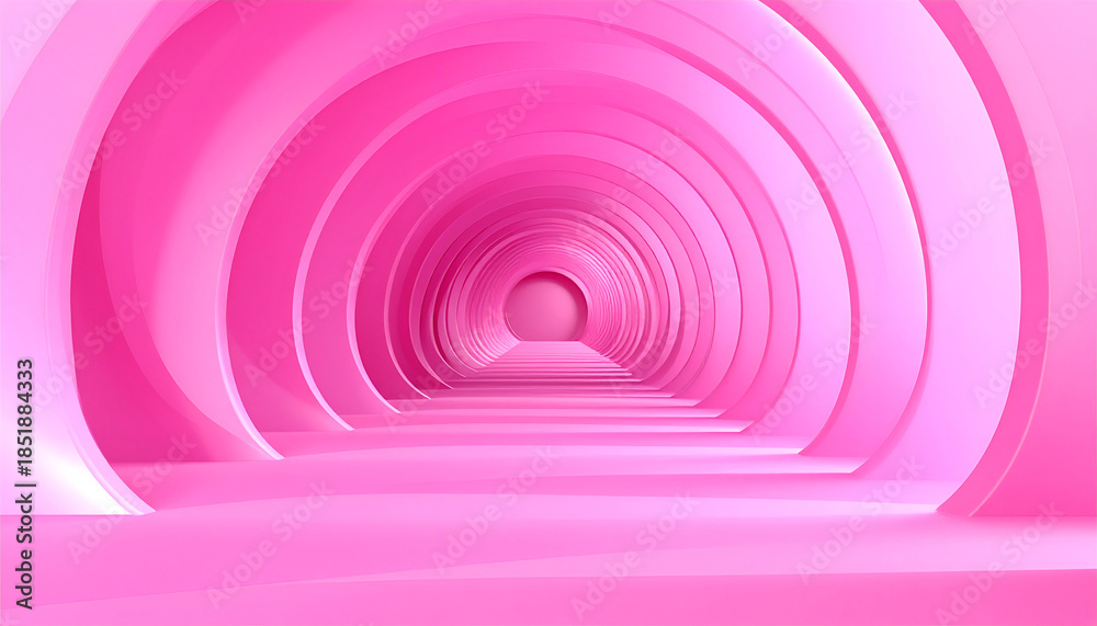 Fototapeta premium Pink Tunnel Perspective - A Journey Through Architectural Symmetry.