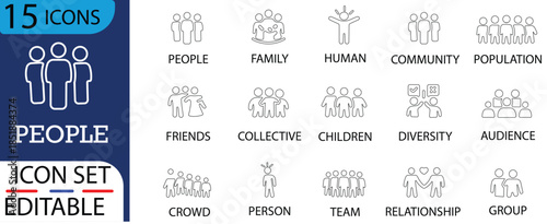 Diverse Business People Icon Set -line Vector User Avatars for Corporate UI, Team Management, and Community Dashboards,audience and more.Outline vector icons collection.