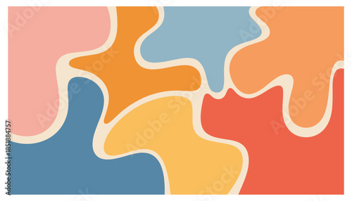 Abstract organic shapes in pastel and warm color palette with cream outlines pastel colors warm colors