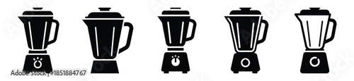 Collection of  blender jar silhouette icon set. cooking vector icons illustration