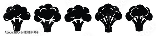 Collection of  broccoli silhouette icon set. cooking vector icons illustration