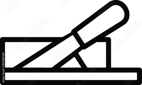 Silhouette of a kitchen knife cutting butter on a cutting board Vector Illustration